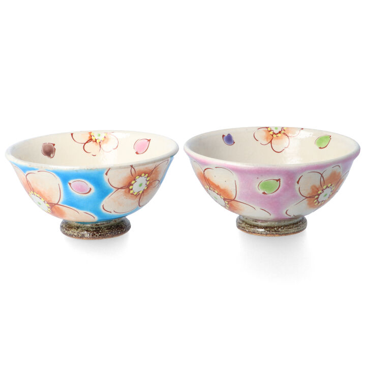 九谷焼 飯碗 花うらら(トルコ・ピンク)/虚空蔵窯 【選べる単品・ペアセット】 <送料無料 和食器 飯碗 単品 ペア セット 茶碗 人気 ギフト 贈り物 結婚祝い/内祝い/お祝い>|使う・贈る 九谷焼専門店 陶らいふ