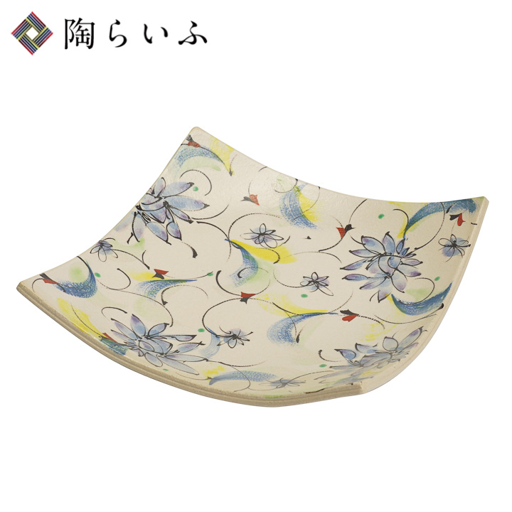 九谷焼 7号スクエアプレート 彩華 青/虚空蔵窯＜和食器 盛鉢 人気 ギフト 贈り物 結婚祝い/内祝い/お祝い＞ [ss]｜使う・贈る 九谷焼専門店 陶らいふ 8,470円
