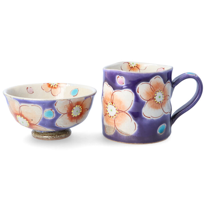 楽天市場】九谷焼 飯碗・マグカップセット 釉彩椿 / 虚空蔵窯＜ご飯