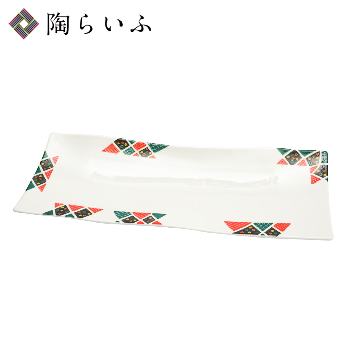 九谷焼 波型長皿 幾何紋/北村知子<送料無料 皿 盛皿 大皿 人気 ギフト 贈り物 結婚祝い/内祝い/お祝い/> 化粧箱入り|使う・贈る 九谷焼専門店 陶らいふ