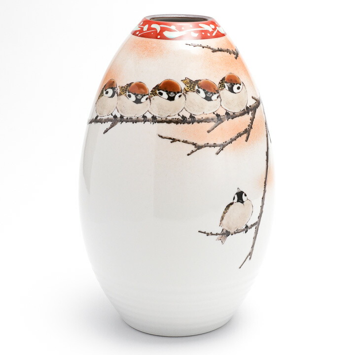 中村陶志人】花瓶 扁壺 福良雀 九谷焼 楽天市場】九谷焼 扁壷（Y口中型