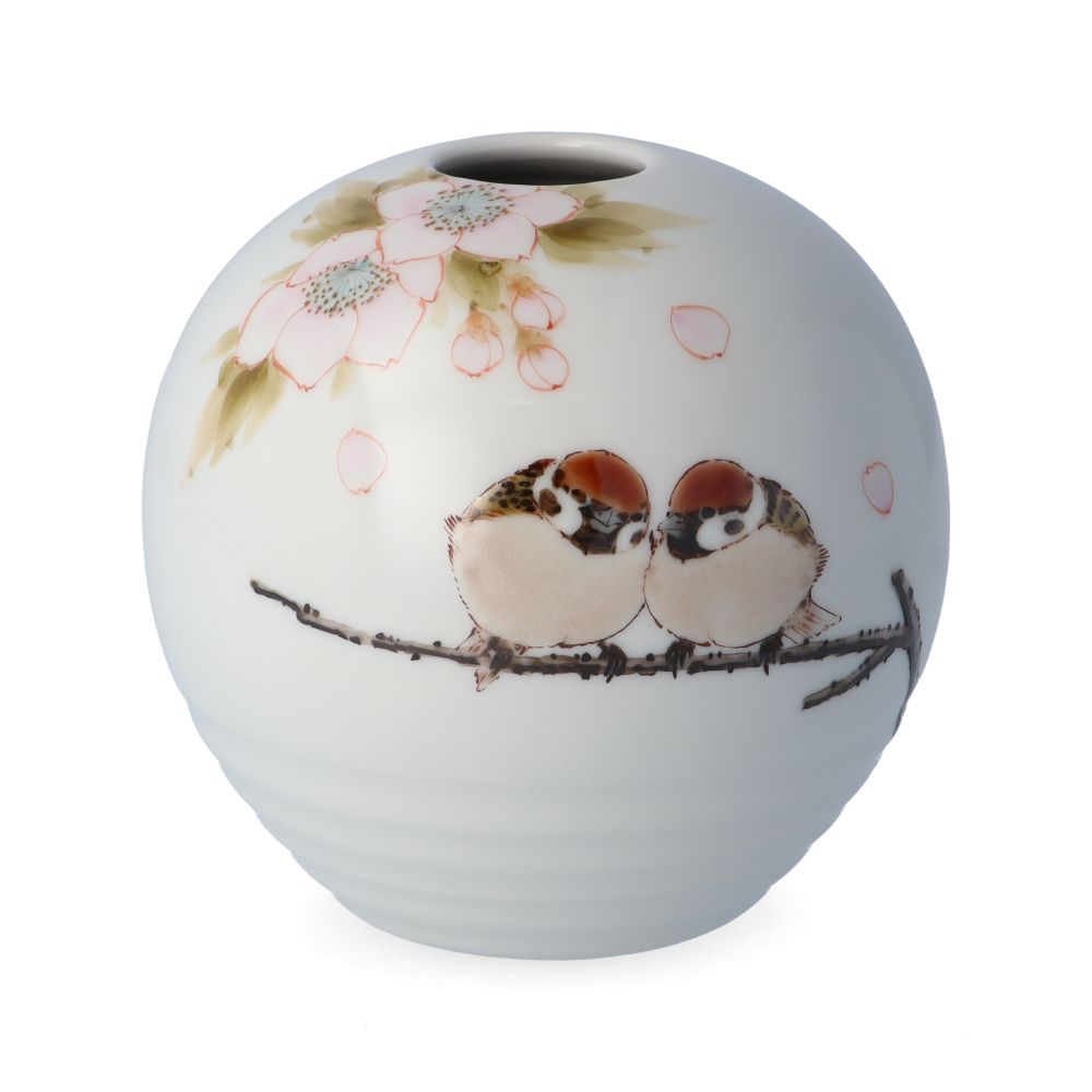 楽天市場】九谷焼 扁壷 丸覗型 紅葉三雀図 / 中村陶志人 ＜送料