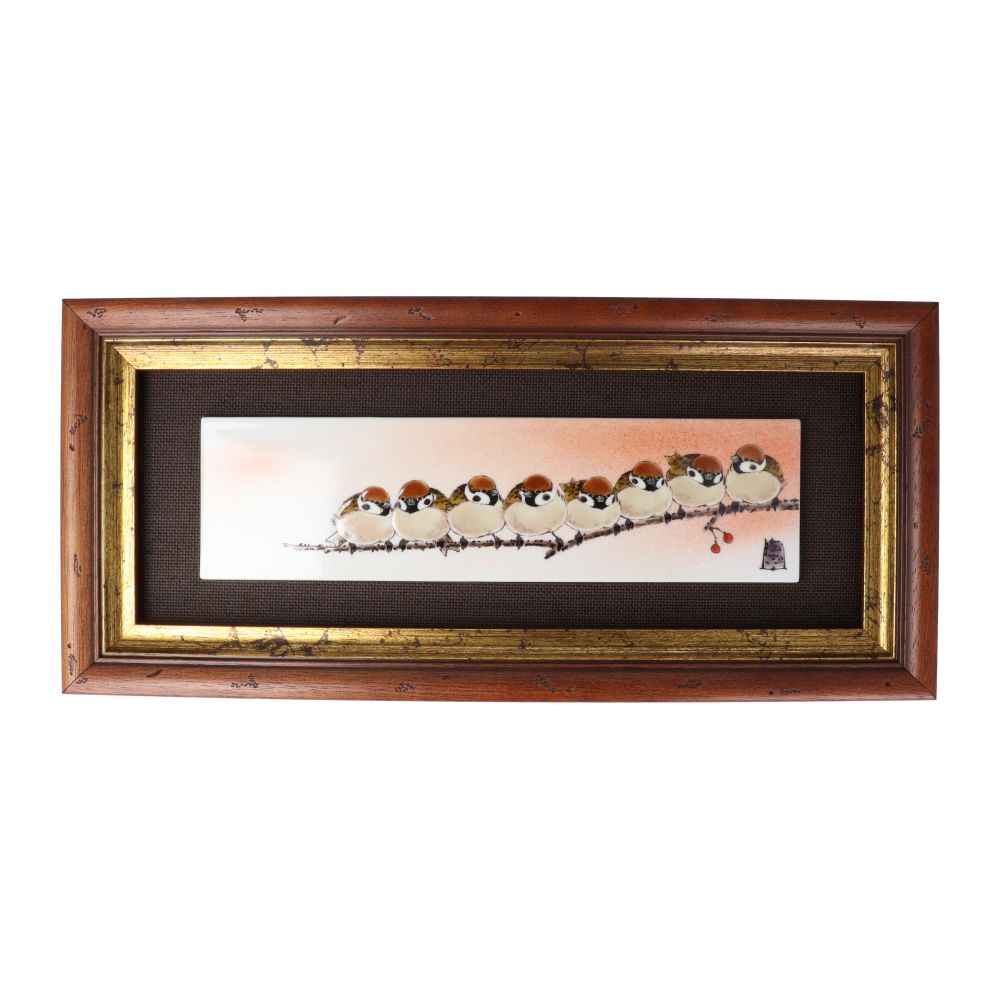 九谷焼 名人 龍仙 陶板画 額装／特価出品 九谷焼 名人 龍仙 陶板画 額装／特価出品