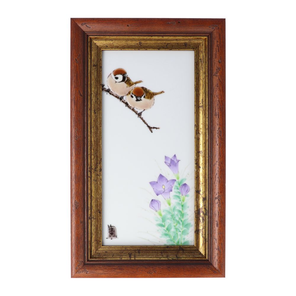 楽天市場】九谷焼 DB額（角小）竹雀図/中村陶志人＜額縁 陶額 送料無料