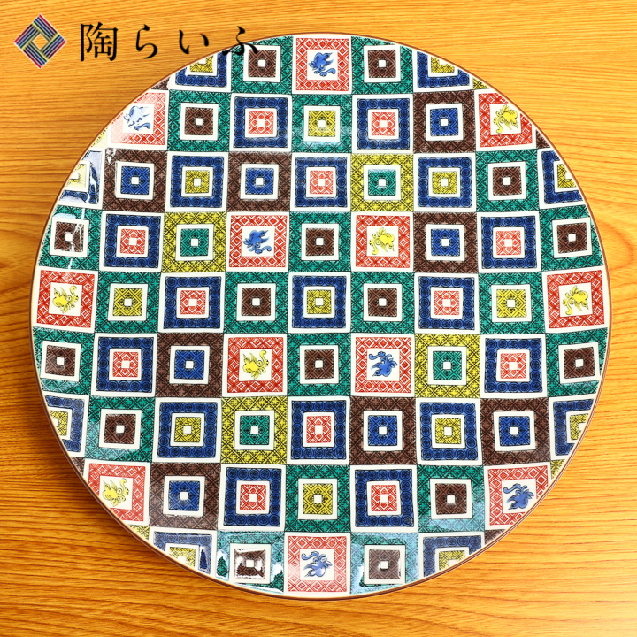 九谷焼　染め付け丸紋花鳥絵　青郊　五枚揃 5.8号皿揃 染付丸紋花鳥/青郊窯