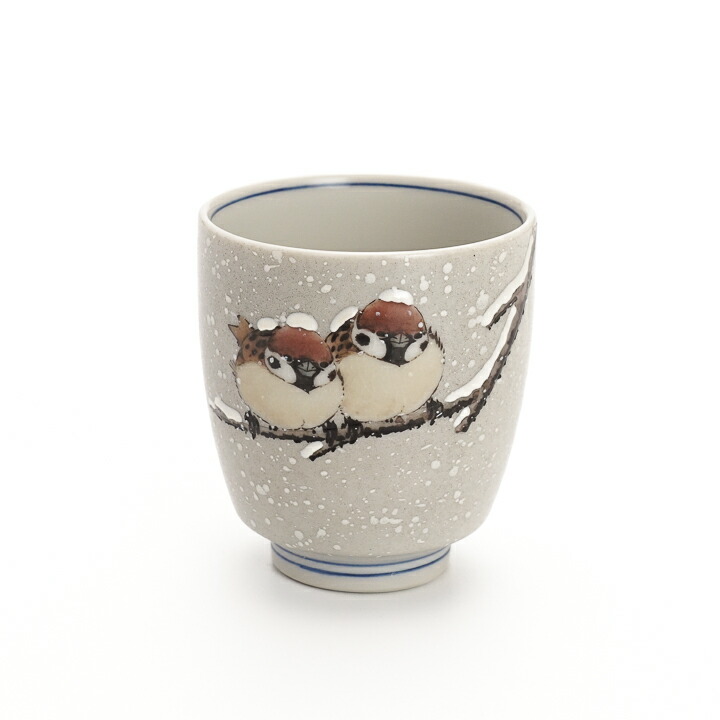 楽天市場】九谷焼 姫千代口 雪二雀図 中村陶志人 酒器 盃 ぐい呑 人気