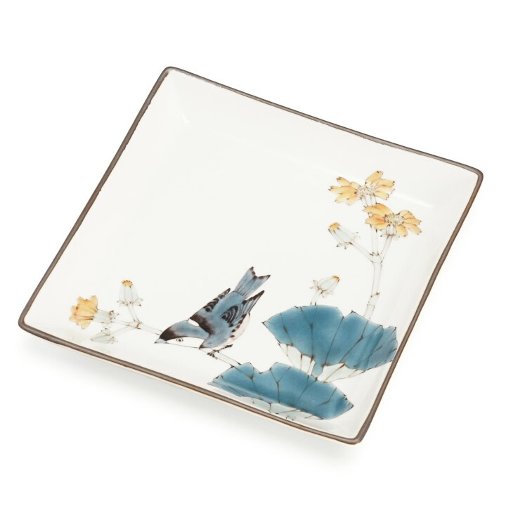 山田義明作 陶額 紫陽花に雀 陶板画 九谷焼　OZ235　1F6B 山田義明作 陶額 紫陽花に雀 陶板画 九谷焼 OZ235 1F6B