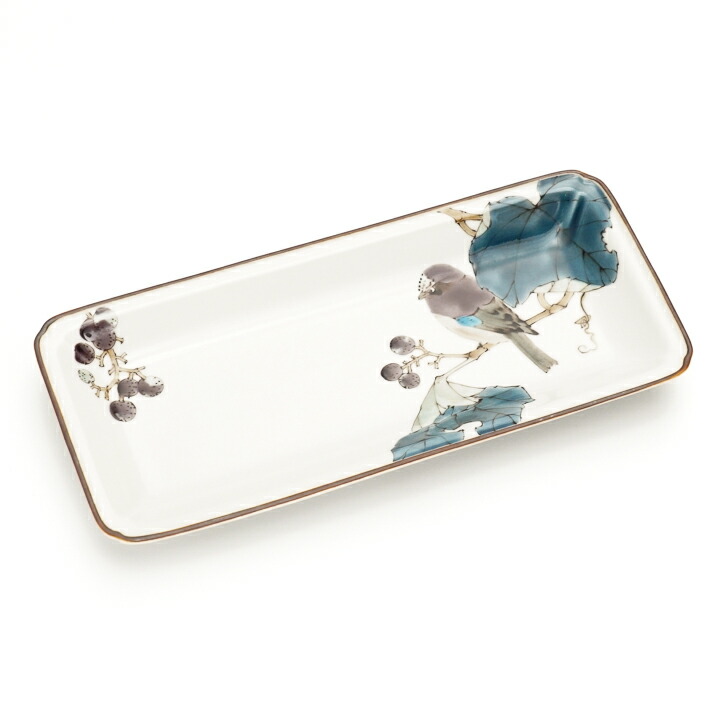 楽天市場】九谷焼 6号角皿 桃花に雀（トウカにスズメ）/山田義明＜皿