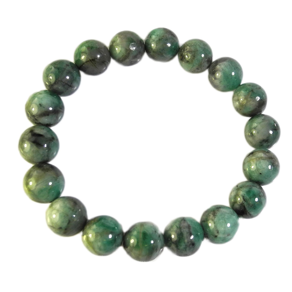 【クーポンで10%OFF】エメラルド ブレスレット 12.5mm 内径 18.5cm Emerald 翠玉 緑玉 5月 誕生石 天然石 鉱物 ジュエリー アクセサリー 現品撮影 EMBB-53