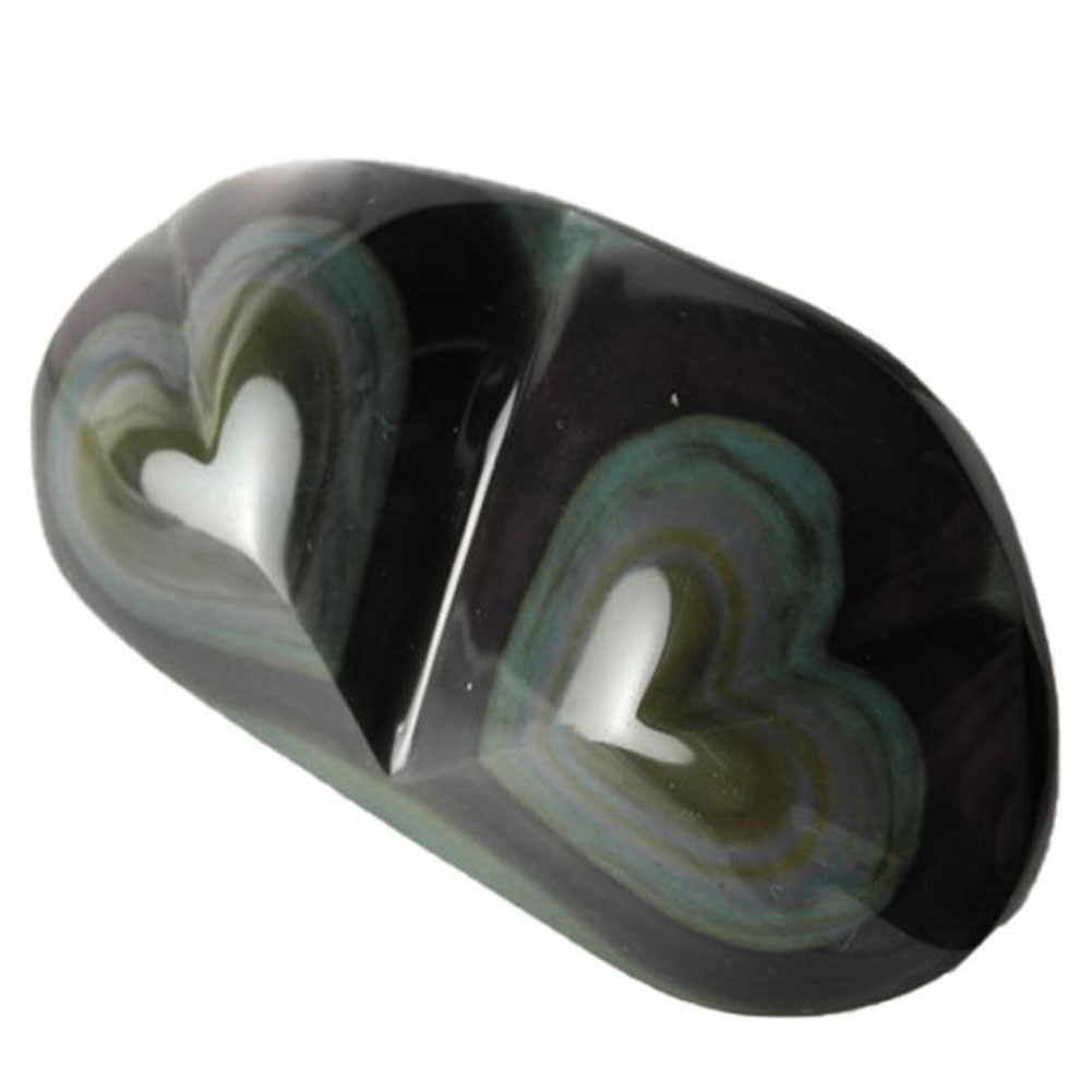 【クーポンで10%OFF】ハート型 レインボーオブシディアン 全面研磨 産地 メキシコ Obsidian 黒曜石 Glass Lava グラスラーバ 天然石 鉱物 1点もの 現品撮影 OBR-67