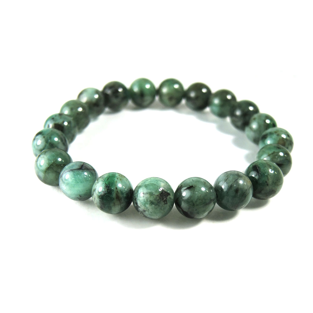 【クーポンで10%OFF】エメラルド ブレスレット 9mm 産地 ブラジル Emerald 翠玉 緑玉 5月 誕生石 天然石 鉱物 ジュエリー アクセサリー 現品撮影 EMBB-60
