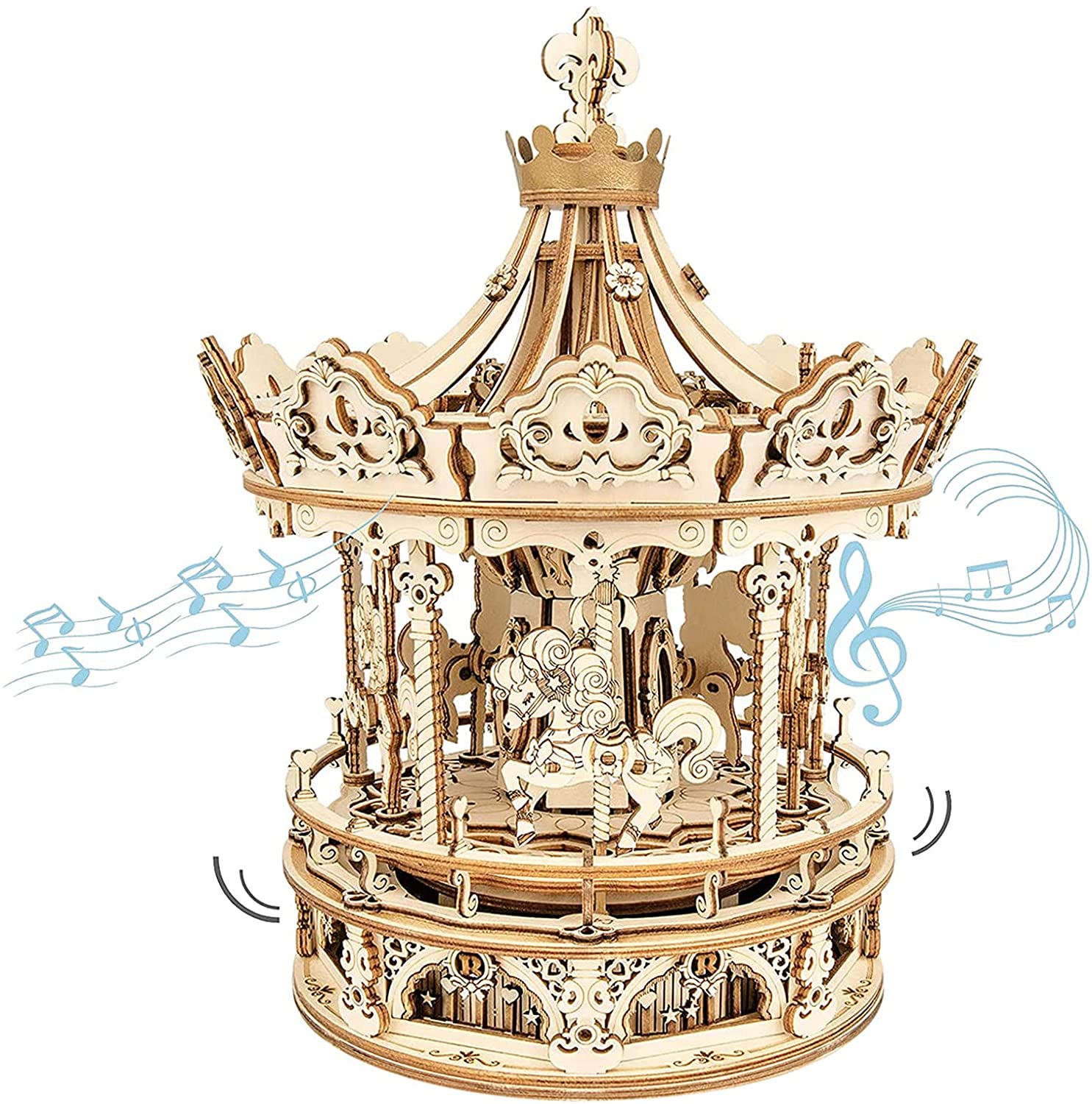カルーセルオルゴール3dパズル手作り脳運動少年ギフト木のおもちゃ折りたたみギフト入場ギフト メリーゴーランド Lojascarrossel Com Br