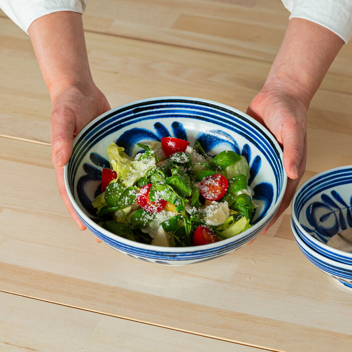 楽天市場】波佐見焼 古染紋手描き多用鉢ペア 麺鉢 平丼 どんぶり