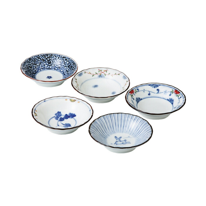 楽天市場】染錦絵変り 盆付八角小付揃 5柄 5個セット ミニ小鉢（角盆