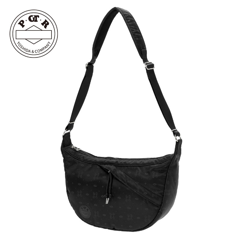 POTR モノグラム ショルダーバッグ 998-19525 MONOGRAM SHOULDER BAG ショルダートート ミニショルダー 三日月型 ナイロン オリジナル柄 肩掛け 斜めがけ 旅行 おしゃれ トラベル メンズ レディース 日本製 ブランド 30代 40代 50代 60代 軽量 軽い 吉田カバン 吉田かばん|カバンの店 東西南北屋