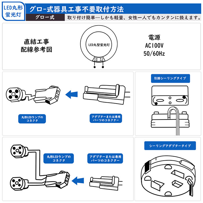 市場 LED蛍光灯 昼光色 昼白色 電球色 蛍光灯 32w形 円型蛍光灯 32型 LED 7個セット 丸型 グロー式工事不要 led丸型蛍光灯  6000K