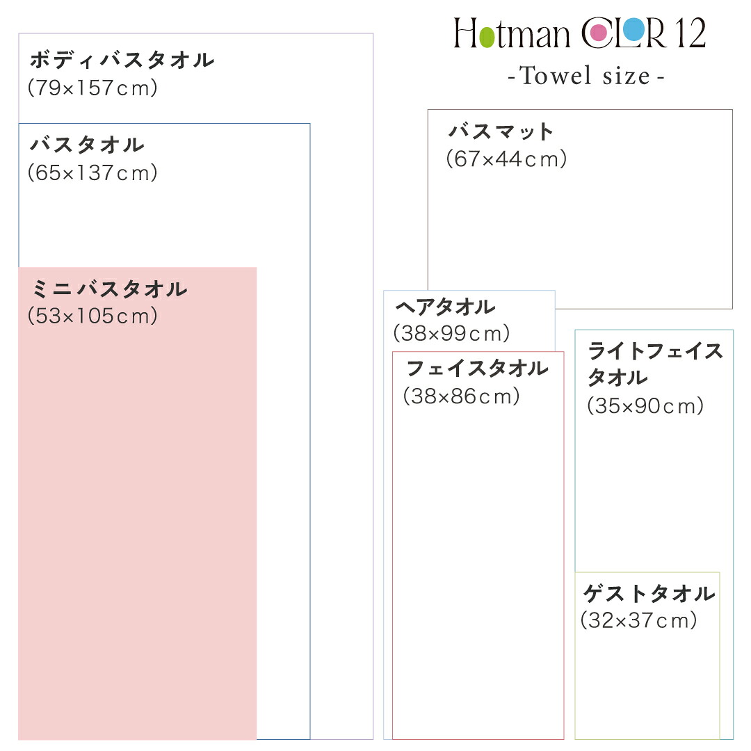 公式ホットマン 1秒タオル ホットマンカラー 12 ミニバスタオル 53×105cm 全12色 日本製 | Hotman ブランド 定番 人気 コンパクト 小さめ 薄手 髪の毛 すぐ 乾く 無地 シンプル おしゃれ 綿 100% 美容 美髪 吸水 タオル ヘアドライ 男性 女性