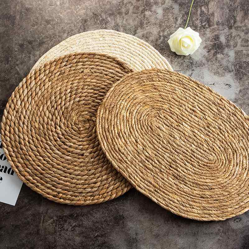 ⭐️❤️ボウルマット 鍋敷 丸い編組プレースマット コースター 楽天市場】鍋敷き コースター 円形 とうもろこしの皮 草編み 断熱 耐熱