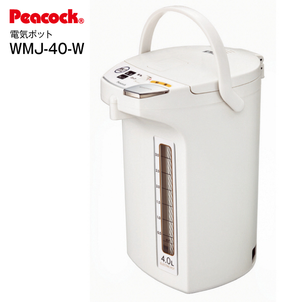 ピーコック 電動給湯ポット 4.0Lホワイト WMJ-40W 1台-