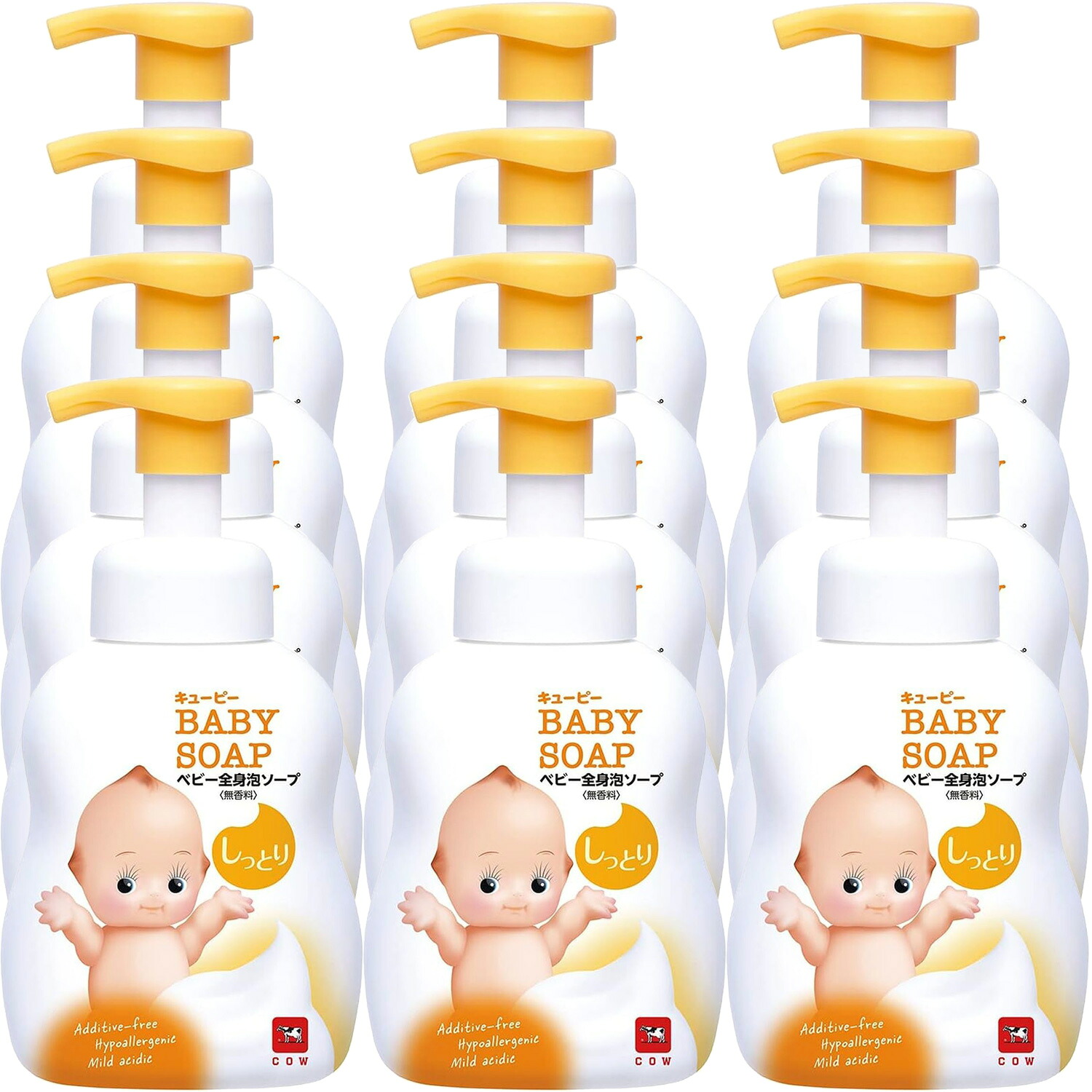 【12個まとめ買い】キューピー しっとり全身ベビーソープ［泡タイプ］ ポンプ付・400ml（赤ちゃんの肌に優しい 泡でしっとり洗浄 まとめ買いでお得）
