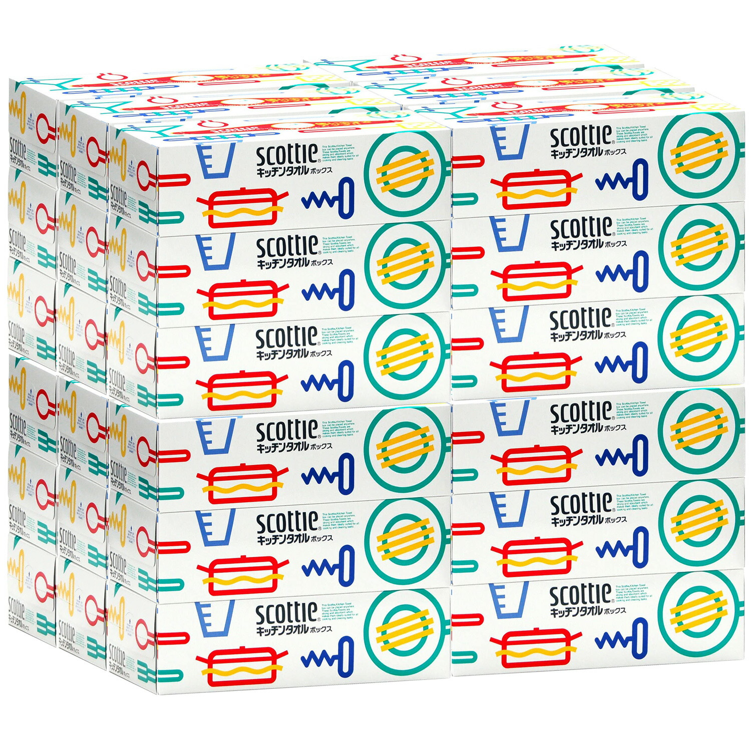 スコッティ キッチンタオル ボックス 3箱パック 12個入り ケース販売（キッチンタオル 大容量 便利）