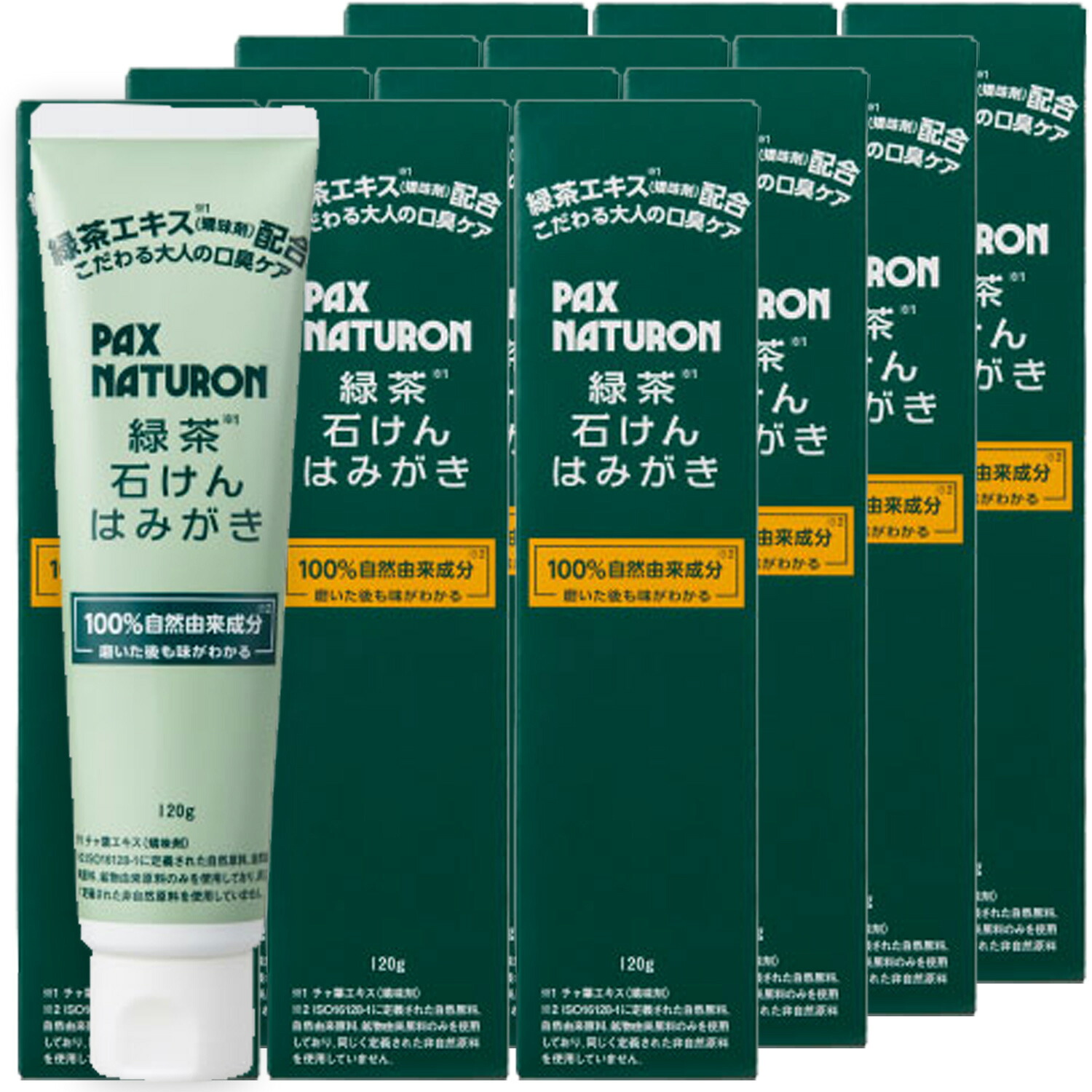 【12個まとめ買い】PAX NATURON(パックスナチュロン) 緑茶石けんはみがき 120g(口内を爽やかに保つ 緑茶の力でリフレッシュ まとめ買いでお得)|タウンマート