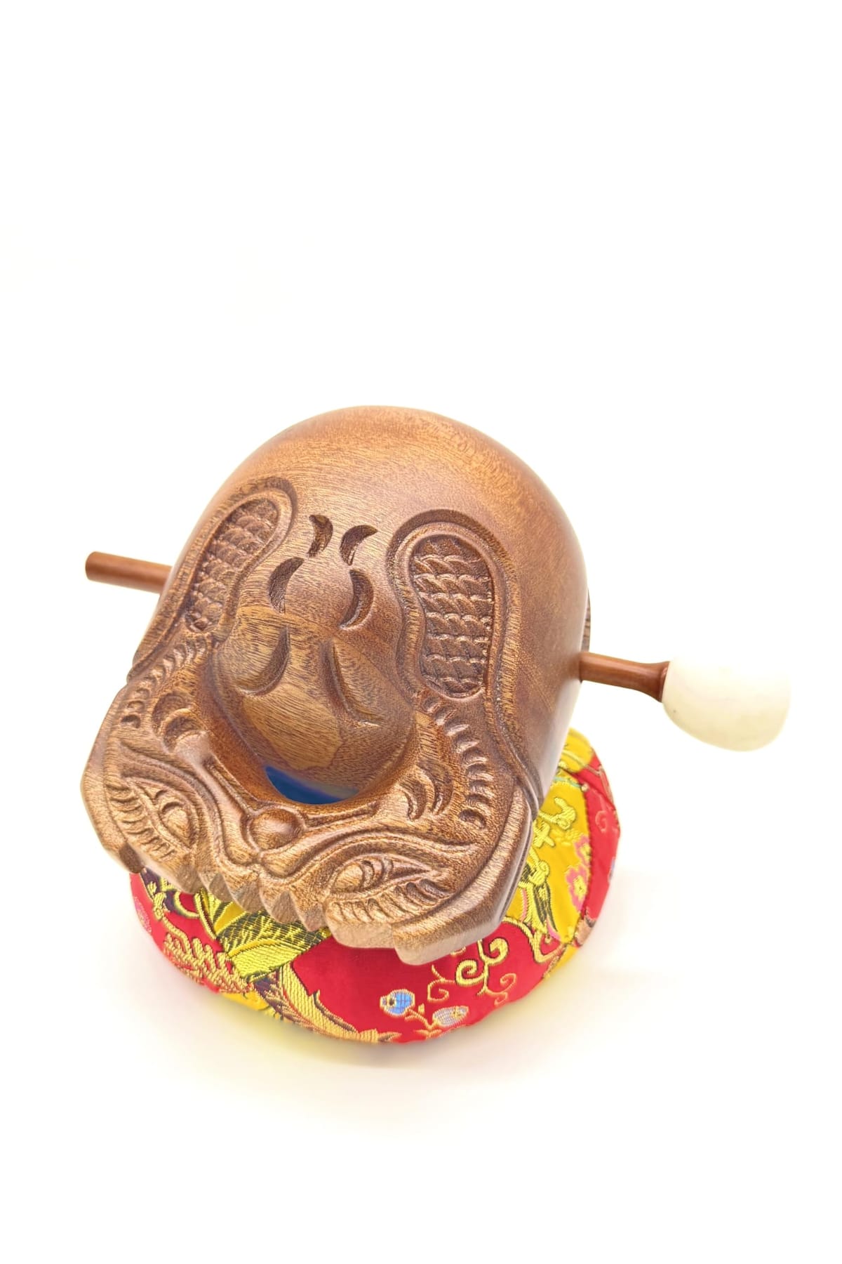 【自宅で法要する方に最適】 木魚 木製 バチと座布団セット 高級紫檀製&times;高耐久 5寸(横幅12.5cm) Aoiro Marin｜おもちゃの神様 7,980円