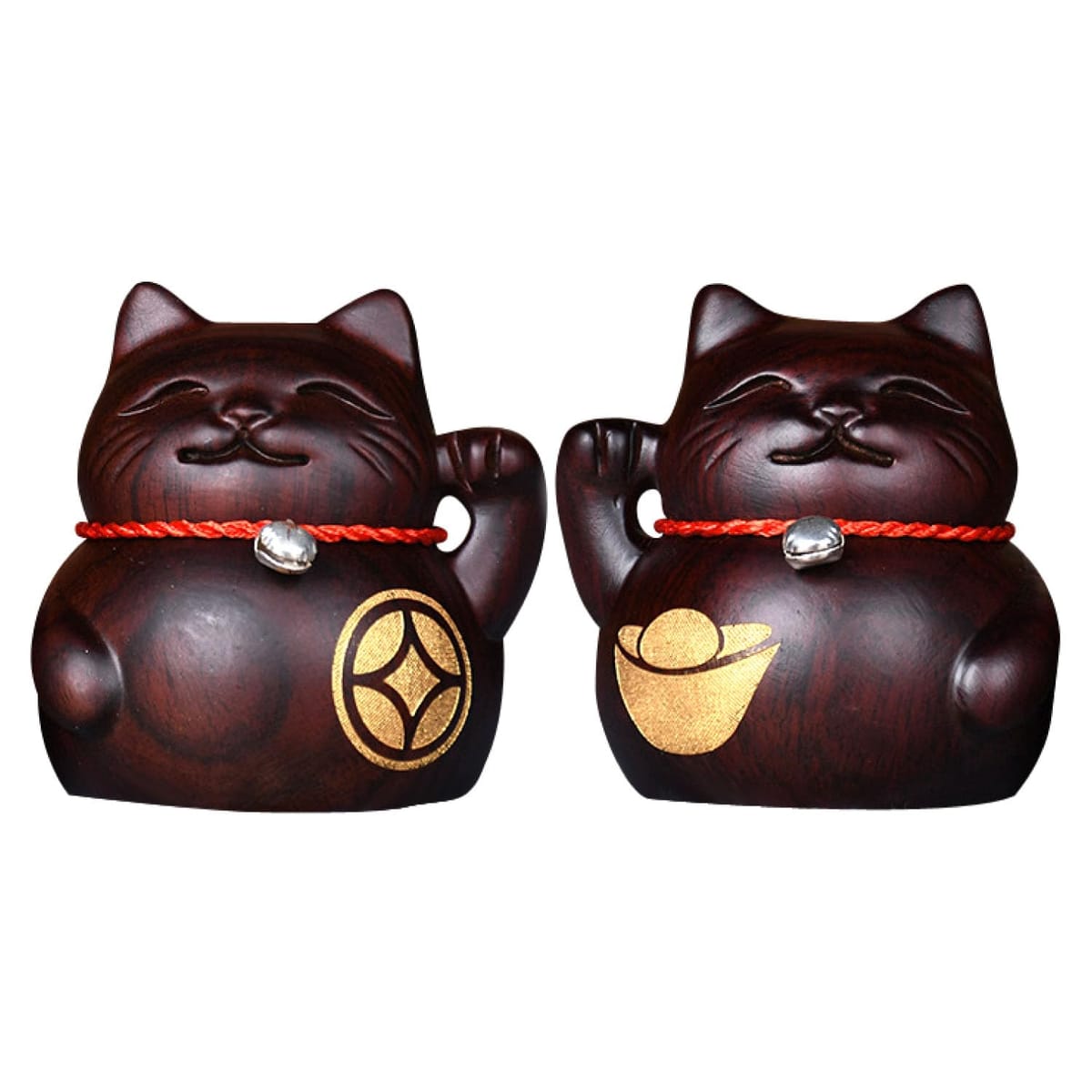 Archnote 招き猫 飾りつけ 今めかしい 木製 木彫り 飾りつけ 金運 開運 風水 グッズ 室内装飾 開店祝賀会 黒壇 有りの実 書き割り