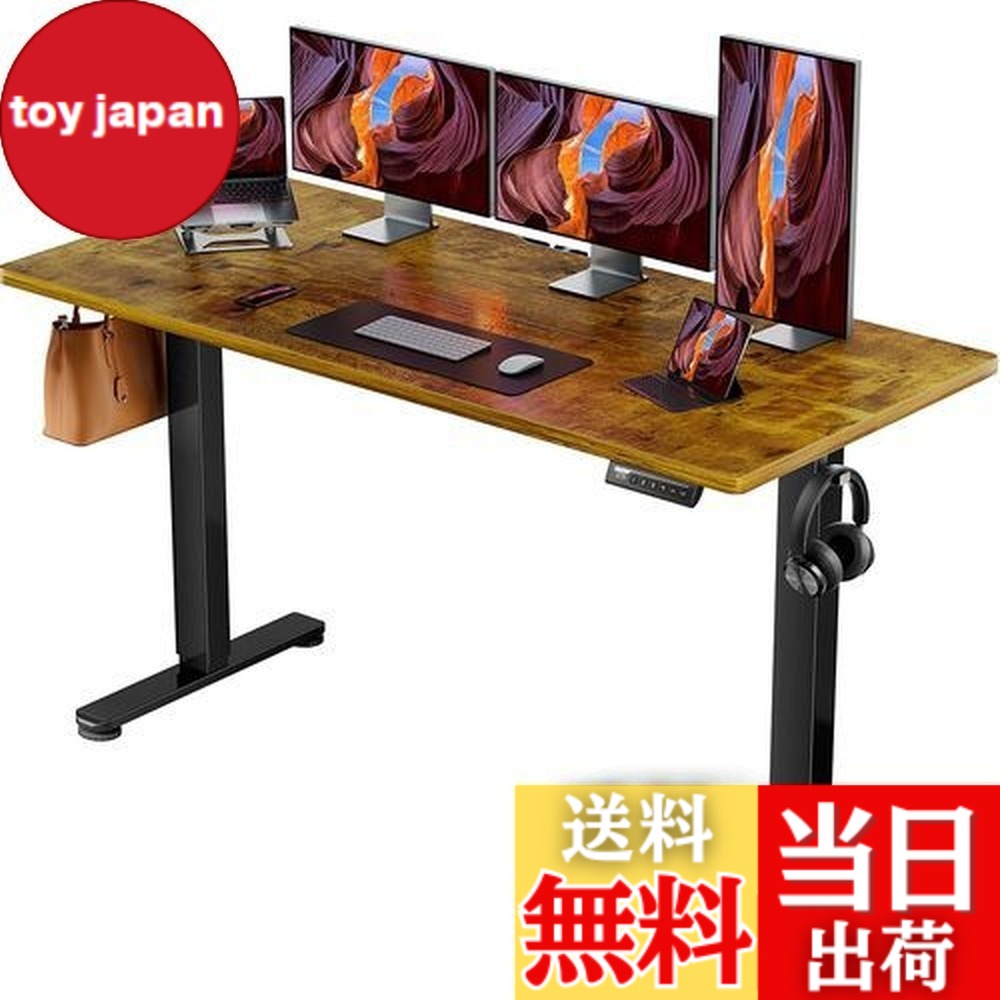【貨物輸送無料】ErGear 電動 オフィスワークテーブル 昇降式事務机 スタンディングデスク 幅160糎 耐荷重80kg 高さ記憶装置役立つこと 上下自動小銃昇降 静音 納める引っ掛かり付き添い人 やり方机 テレ細工物 【幅160 x 奥ふかさ70 x 高さ72-118糎】(ビンテージ)
