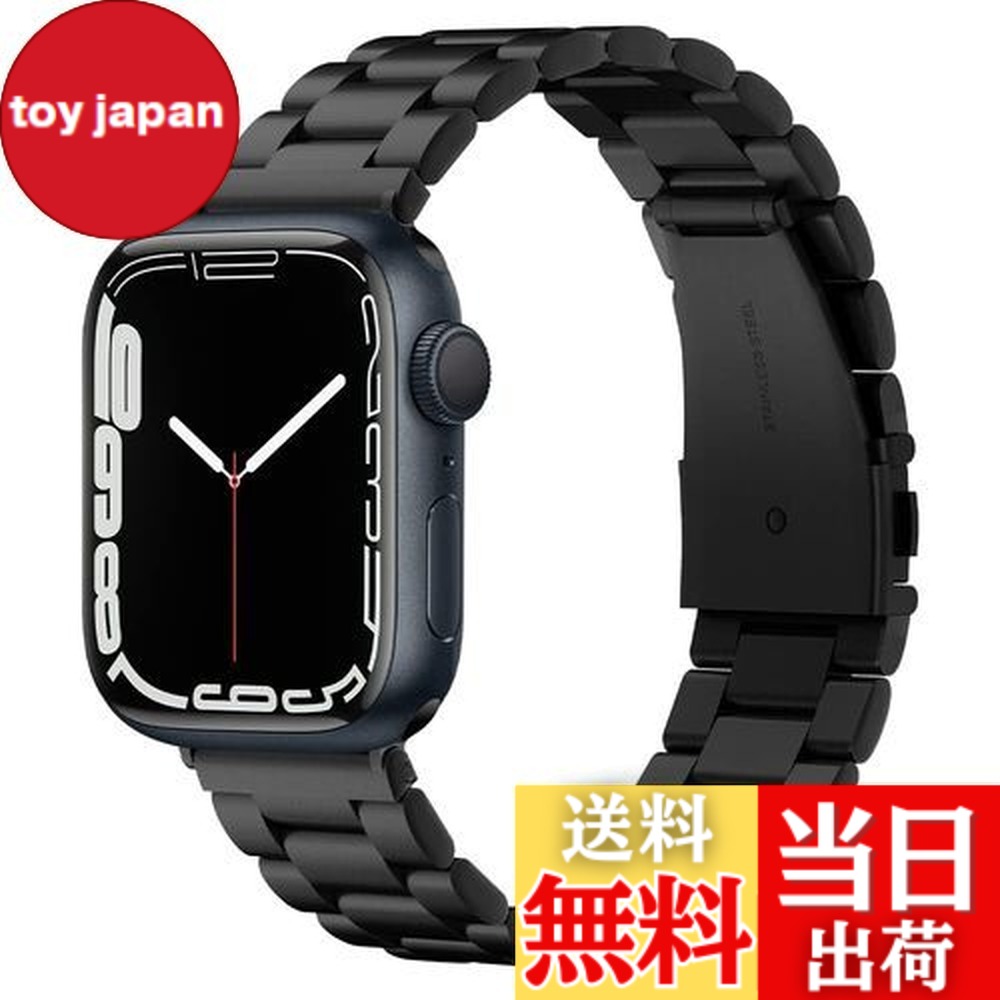 【送料無料】Apple Watch バンド ステンレス製 49mm 45mm 44mm 42mm ブラック 調整可 調整器具付き 交換ベルト チェーン Apple Watch Ultra 9 / 8 SE2 7 6 SE 5 4 3 2 1 対応 メタル 3連 ベルト おしゃれ モダンフィット 062MP25403 (ブラック)