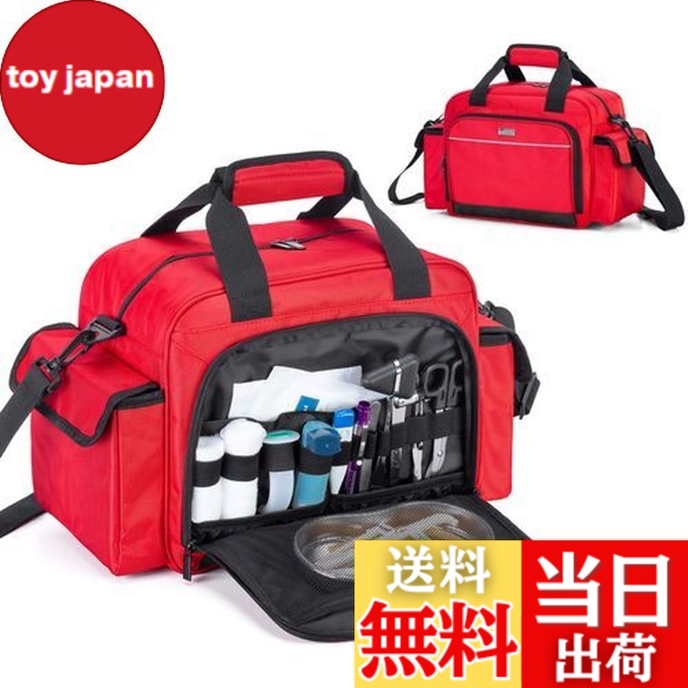 【送料無料】Trunab 救急バッグ 大容量 メディカルバッグ 訪問バッグ 【バッグのみ】医療バッグ 家庭用 救急箱 旅行 アウトドア 登山 訪問 介護 学校 応急処置バッグ 赤