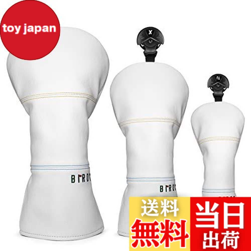 【送料無料】ゴルフヘッドカバーシンプルなデザイン Birdie刺繍 高級レザー製ライバーカバー フェアウェイウッド、ユーティリティ用、ハイブリッド用 ゴルフクラブセット ホワイトヘッドカバー