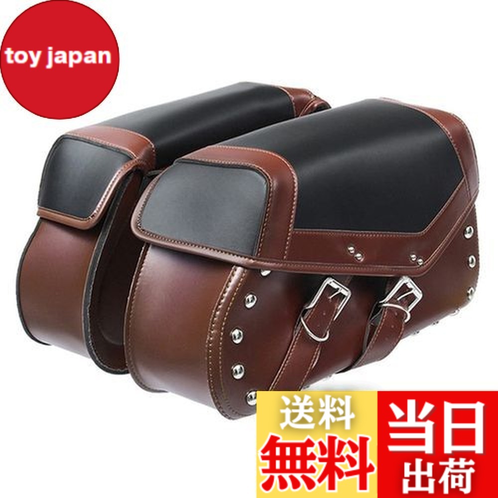 【送料無料】ZSADZS バイク用 アメリカン サドルバッグ サイドバッグ 大容量収納 ツールバッグ 旅行 ツーリング レザーバッグ PUレザー 防水 2個セット (D)
