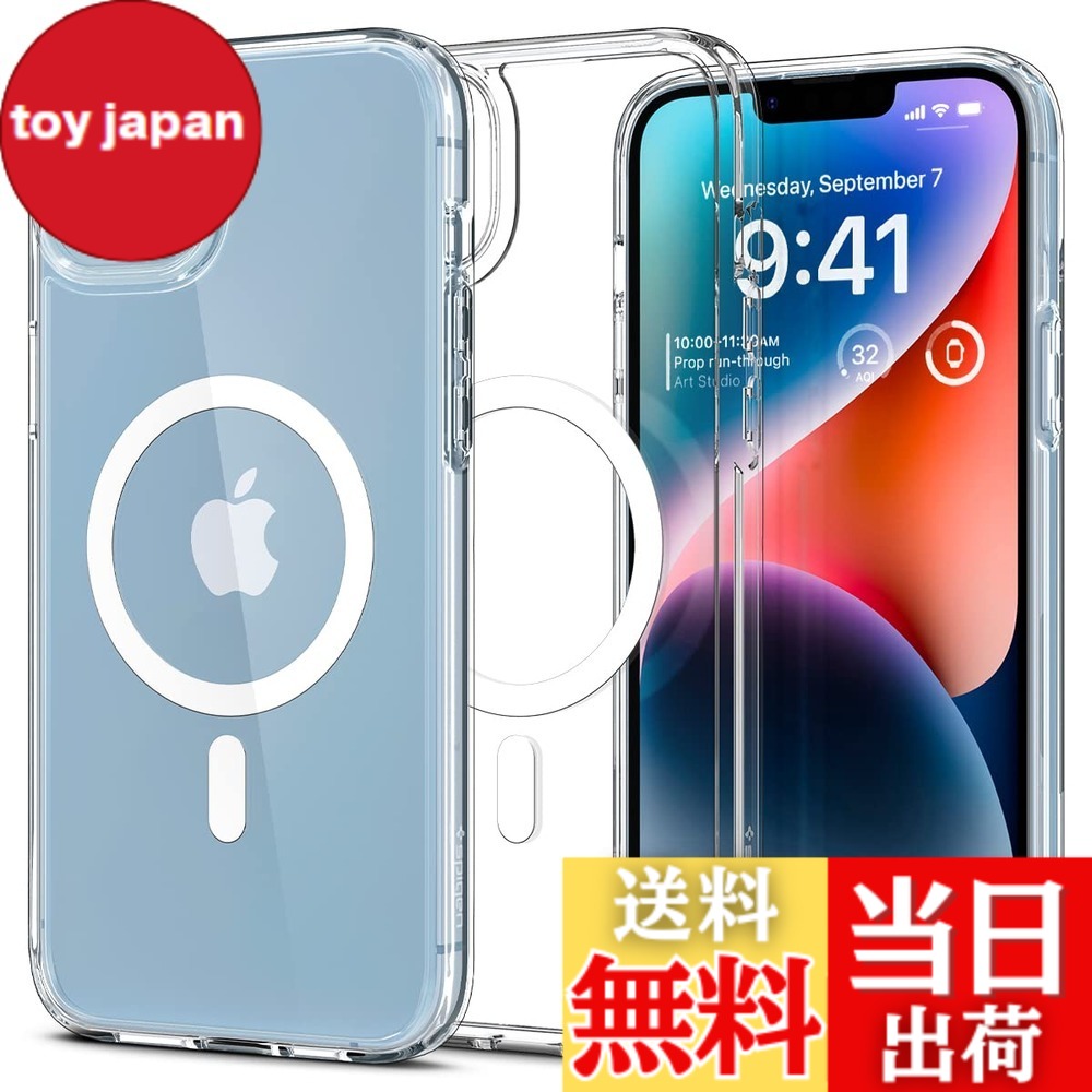 【送料無料】Spigen iPhone14 ケース MagSafe クリア 耐衝撃 米軍MIL規格取得 マグネット搭載 黄変抑制 2重構造 すり傷防止 マグセーフ 適用カバー ワイヤレス充電対応 ウルトラ・ハイブリッド マグフィット ACS05048 (ホワイト)
