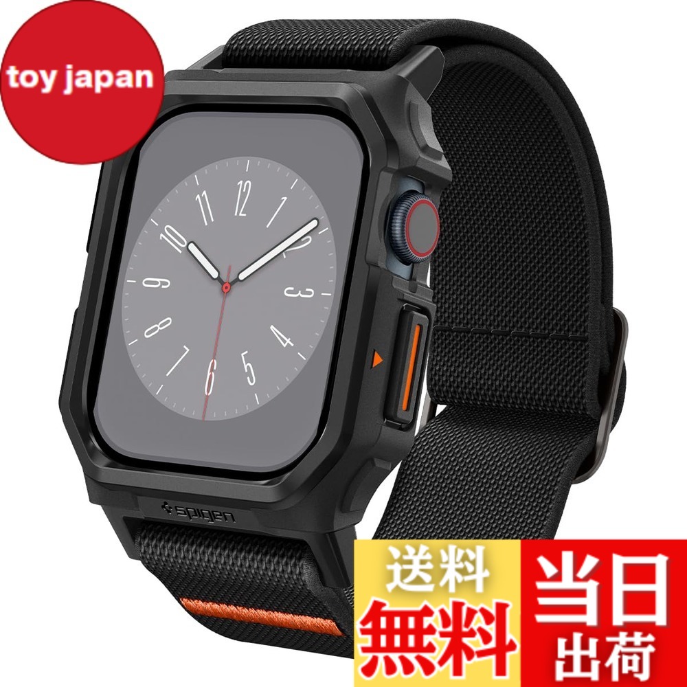 【送料無料】Apple Watch 11 Apple Watch 10 42mm ケース バンド 一体型 コンパチブル ソロループ スポーツ 調整可能 ファブリック ライト・フィット・プロ ACS08594 (マット・ブラック)