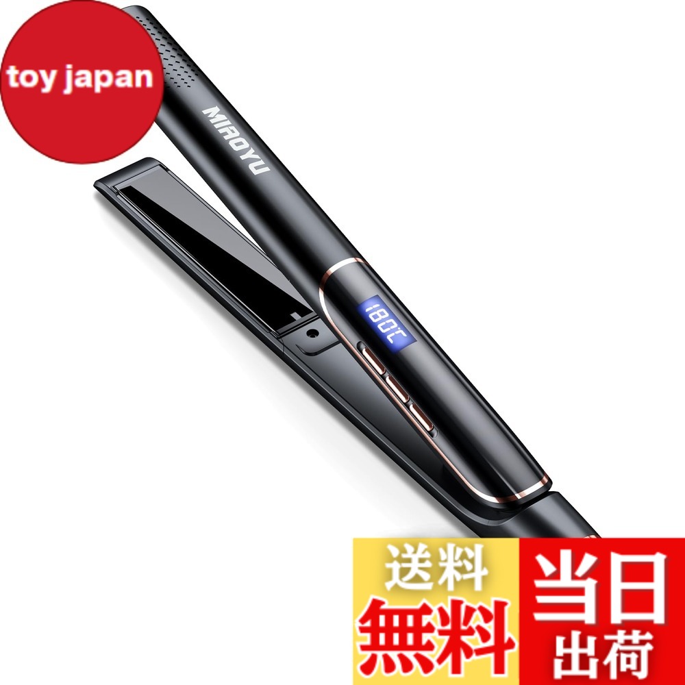 【貨物輸送無料】miaoyu 髪の毛鉄 24粍 2way 引っ切りない \u0026 長い巻き毛 3000 万さし引きイオン 鏡鑑チタニウム一皿 100~230度合わせる LED 見せびらかす 外国で相応う 労働者階級遣りくち 黒いこと 男女兼用 不都合髪の毛相応う 色：黒いこと