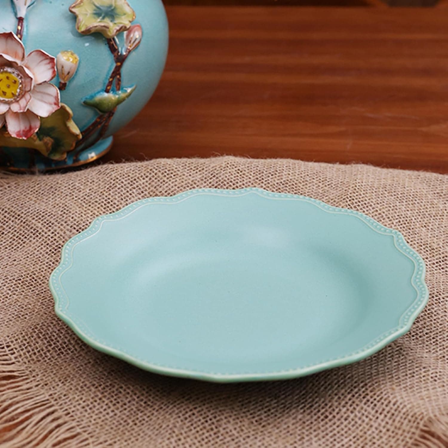 食器 キッチン 雑貨 北欧風 美しい 花柄 プレート 磁器製 円形 デザート皿 電子レンジ 食洗機対応 シンプル食器 おしゃれ カフェ風 デザイン01 サラダ 可愛い モノトーン ins風 ボタニカル