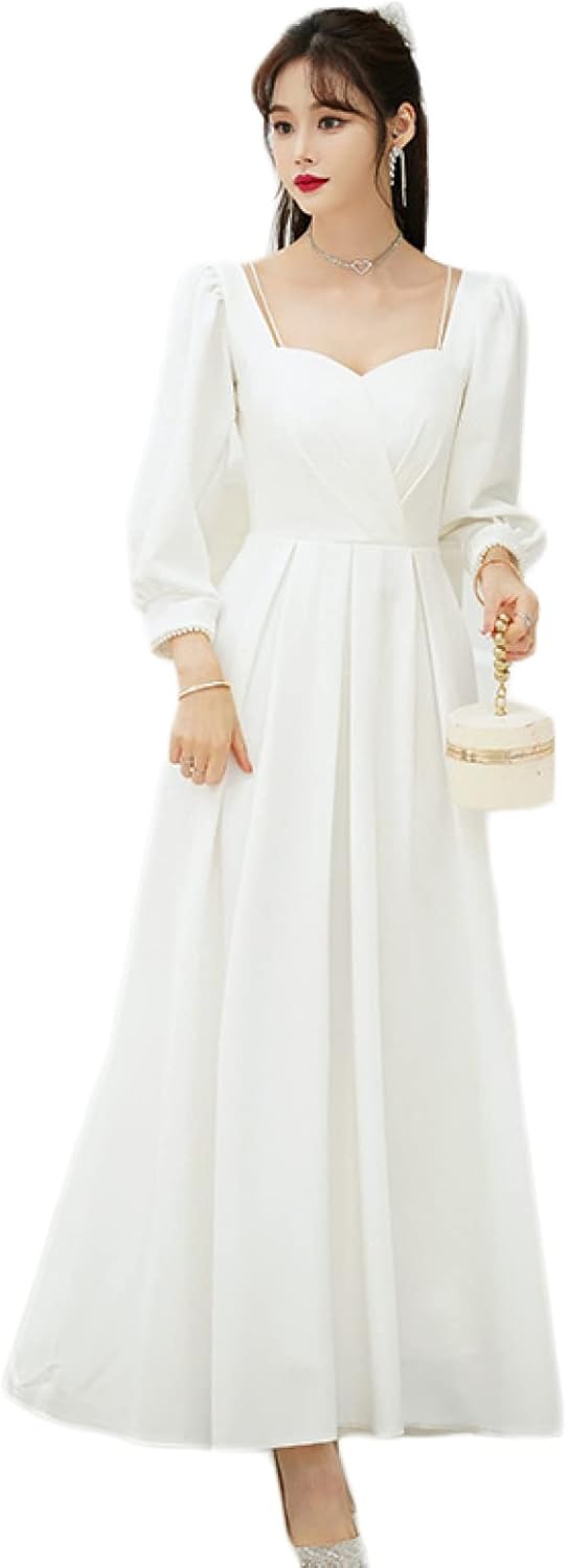 ドレス ロングドレス パーティードレス 白い 演奏会 イブニングドレス 二次会 XS 花嫁ドレス フォーマルドレス 結婚式 aラインドレス 発表会 ブライダル 披露宴 カクテルドレス コンサート お呼｜Funny Life 店