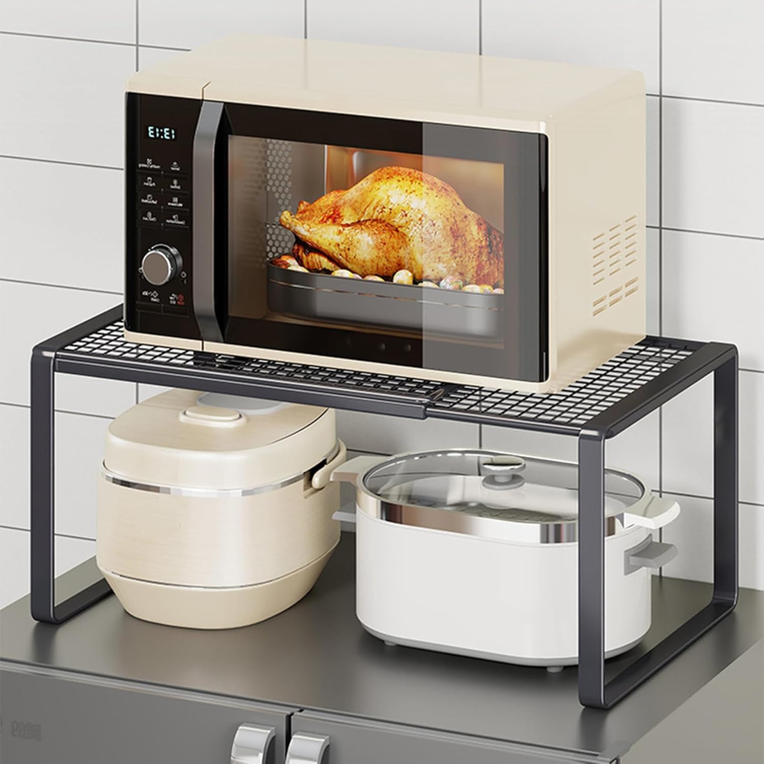ディッシュラック 伸縮 皿スタンド 食器ラック お皿立て ラック キッチン収納 台 27*27*31A 水筒 食器収納 食器棚 収納棚 整理棚 2段 北欧 おしゃれ モノトーン ブラック ホワイト ト 5,718円