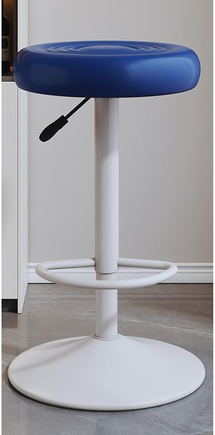 カウンターチェア 1脚 ハイスツール 丸椅子 360度回転 高さ調節 61～81cm 足置き 青 PUレザー クッション カウンターチェア バーチェア バースツール 33*61*81 おしゃれ 北欧｜Funny Life 店
