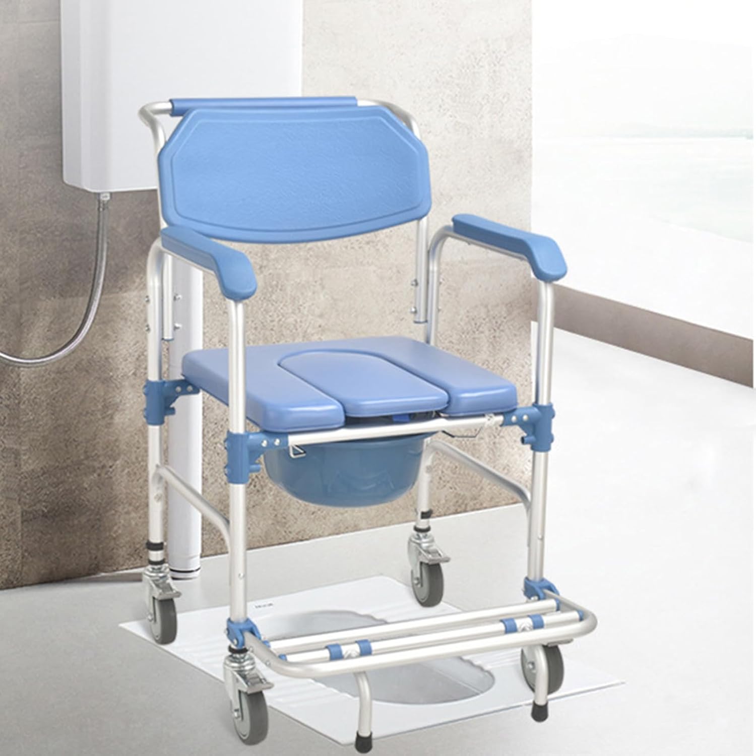 入浴車椅子 シャワーチェアノンスリップ折りたたみ強力で安定したトイレ椅子トイレ椅子バスルームシャワースツール 入浴用車いす アルミ製 軽量背もたれ バスチェア 軽量 滑り止め 防水 トイレ 在宅 高齢