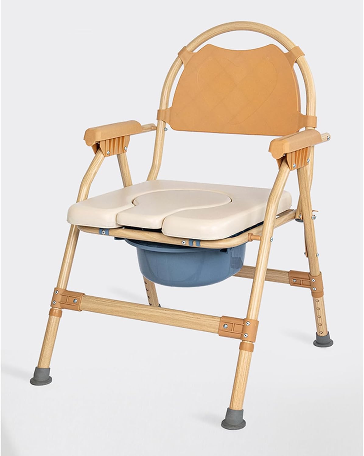 ポータブルトイレ 簡易トイレ お風呂椅子 介護トイレシャワーチェア 57*58*86 バスチェア 便器椅子 防滑パッド付き アルミ合金パイプ 組立簡単 タイプ 水洗可能 高さ調節 手すり 背もたれ付き