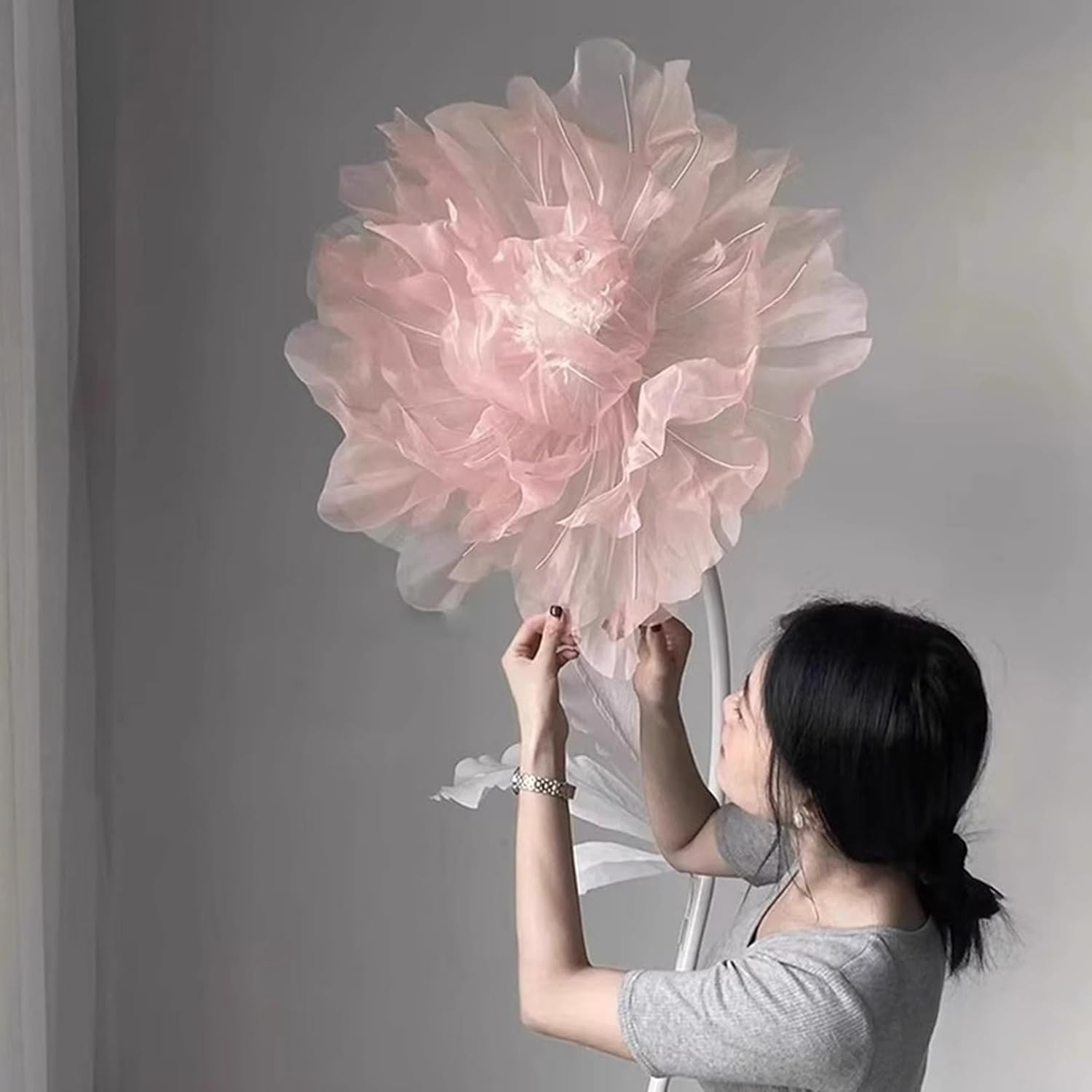 ローズ フェイクフラワー 60CM 超大型 立体造花バラ 黒 巨大花束 ピンク 花びら 枯れない ペーパーアート製 ジャンボ 3Dローズ大型 立体バラ 紙アート ブラックローズ ジャンボ 超大型 美陳