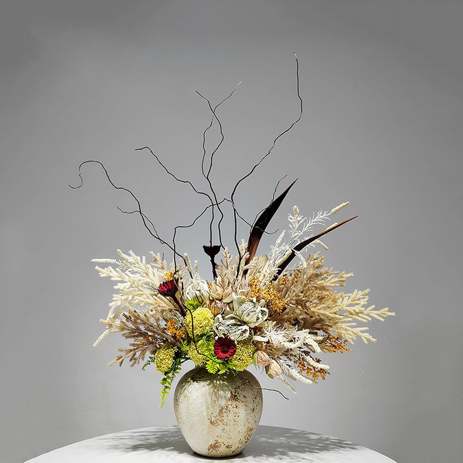 造花 瀬戸もの花器付き添い人 01仕掛ける フェイクグリーン 枯れ枝 花立て取りあわせる 禅風 侘寂風 新中式風 時刻表真っただ中天下太平 リビング 部屋の入り口 泊まり 待ち合い室 商業主義設立 室内装飾 SET オブジェ 生命力に満