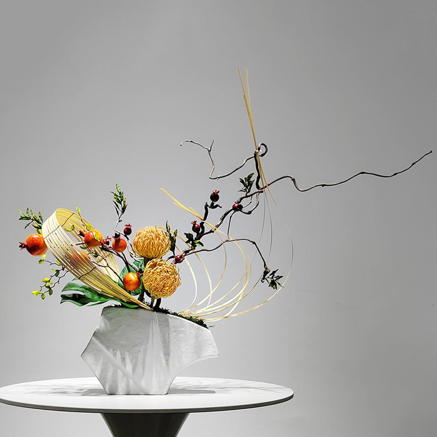 侘寂風 造花 活け花 フェイクフラワー 瀬戸もの花立て付き添い人 即物的 新中式 和今めかしい 気取らないな姿 持ちこたえる 耐退色 F 耐候 人工枝 花立て繰り合わせる 枯れない 気取らない感あふれる 室内 リビング 01仕掛ける 部屋の入り口 オ