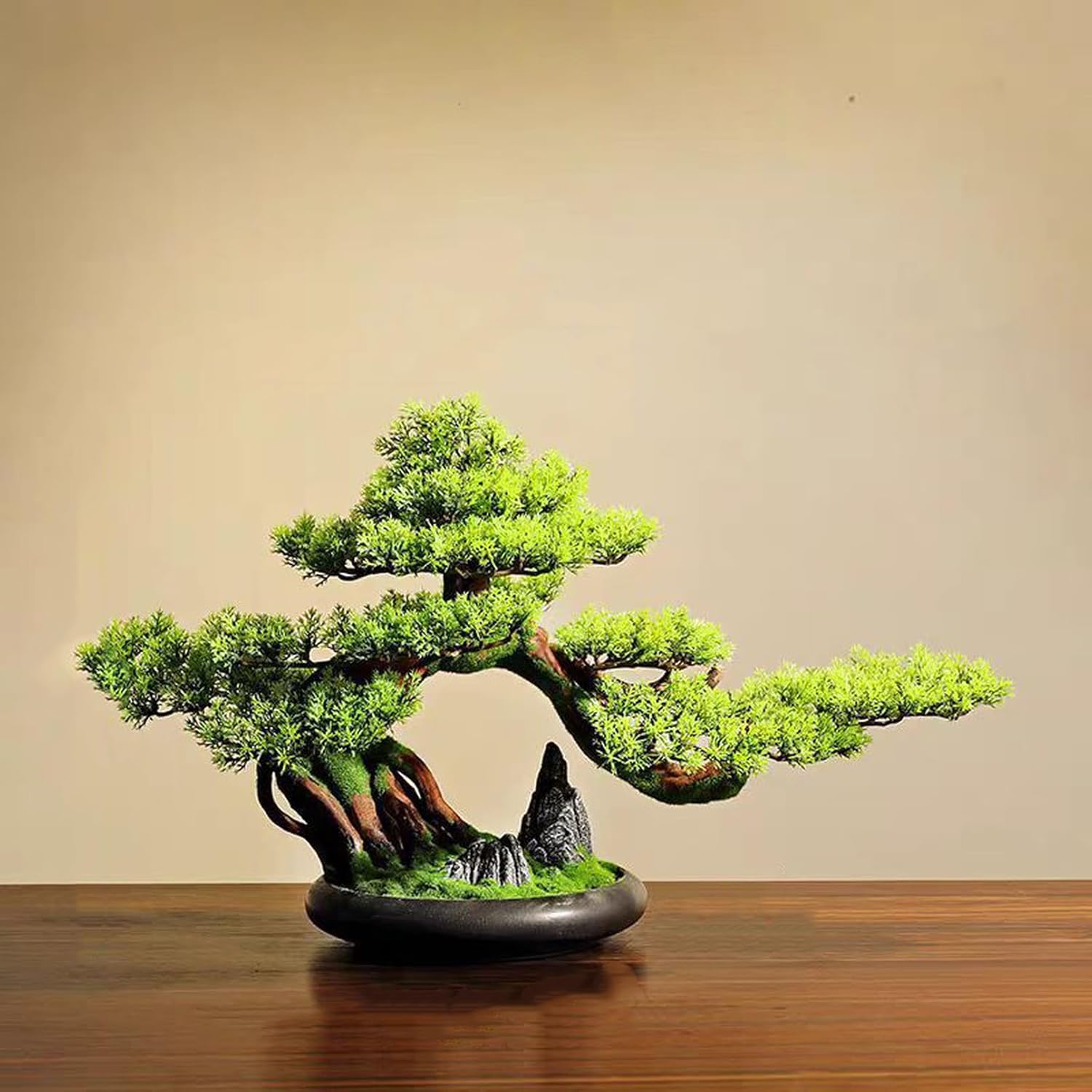 人工観葉植物 和モダン 新中式風 造花 迎賓松 自然な造形 生きているよう フェイクグリーン 玄関 店舗 ロビー飾り リビング インテリア 商業施設 メンテナンス不要 新築祝い 引越し祝い 02セット｜Funny Life 店