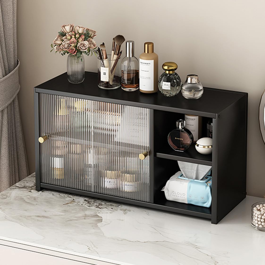 収納ボックス 木製 F67*28*34 ミニ卓上キャビネット 大容量 小物文具 耐用 デスクトップ シェルフ オーガナイザー コーヒーカップ ティーカップ 自由に組み合わせ ブラック 積み重ね可 卓上