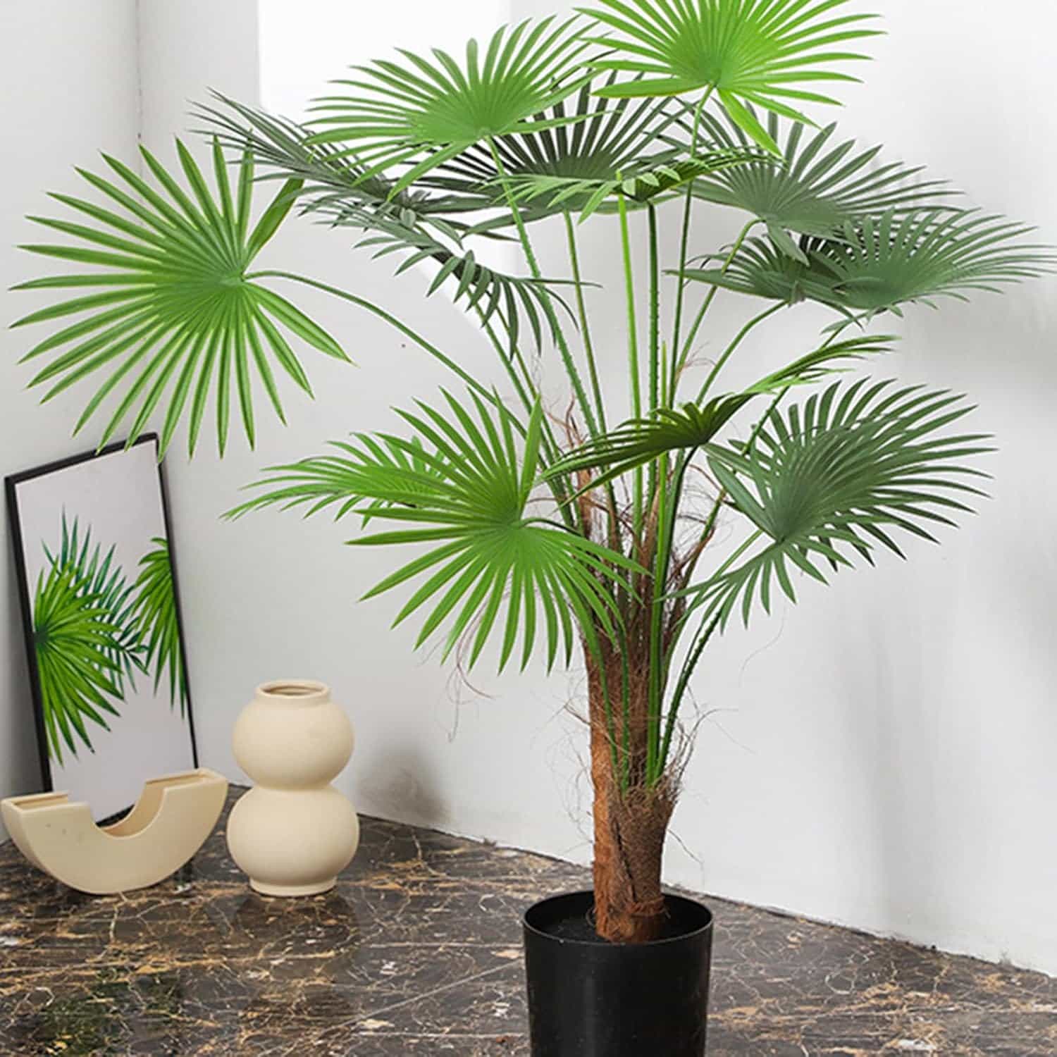 人工 パーム 103cm ヤシの木 フェイクグリーン 鉢付き 室内装飾 人工観葉植物 フェイク植物 造花 置物 鉢植え 人工植物 リアル ミニ 大型 コンパクト インテリア 部屋 飾り 屋外用 目隠し｜Funny Life 店