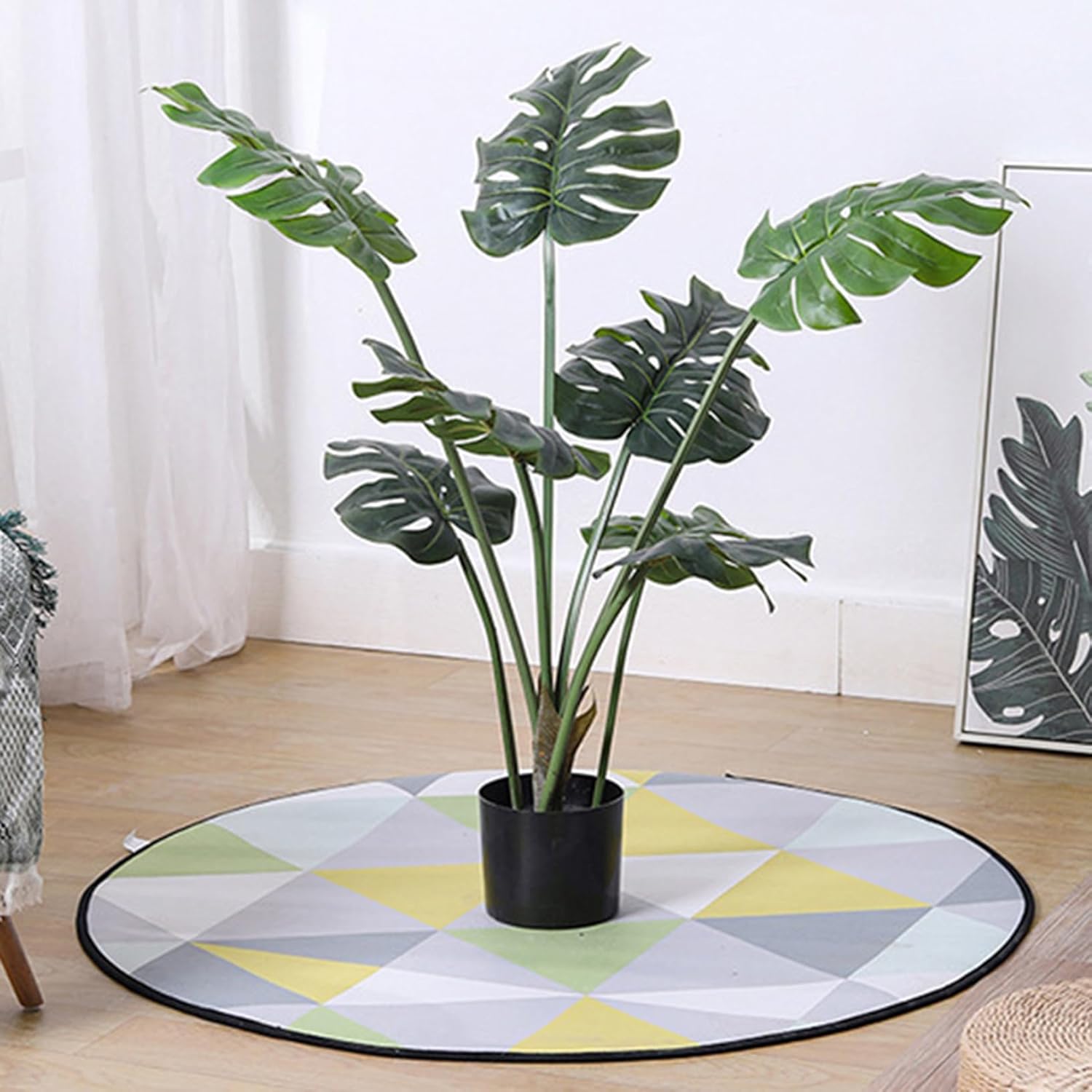 フェイクグリーン 観葉植物 フェイク大型 90cm モンステラ 室内用 造花 シンプル オフィス 部屋 インテリア 大型 鉢付き おしゃれ 人工 お祝い 父の日 母の日 敬老の日 水やり不要 枯れない|Funny Life 店