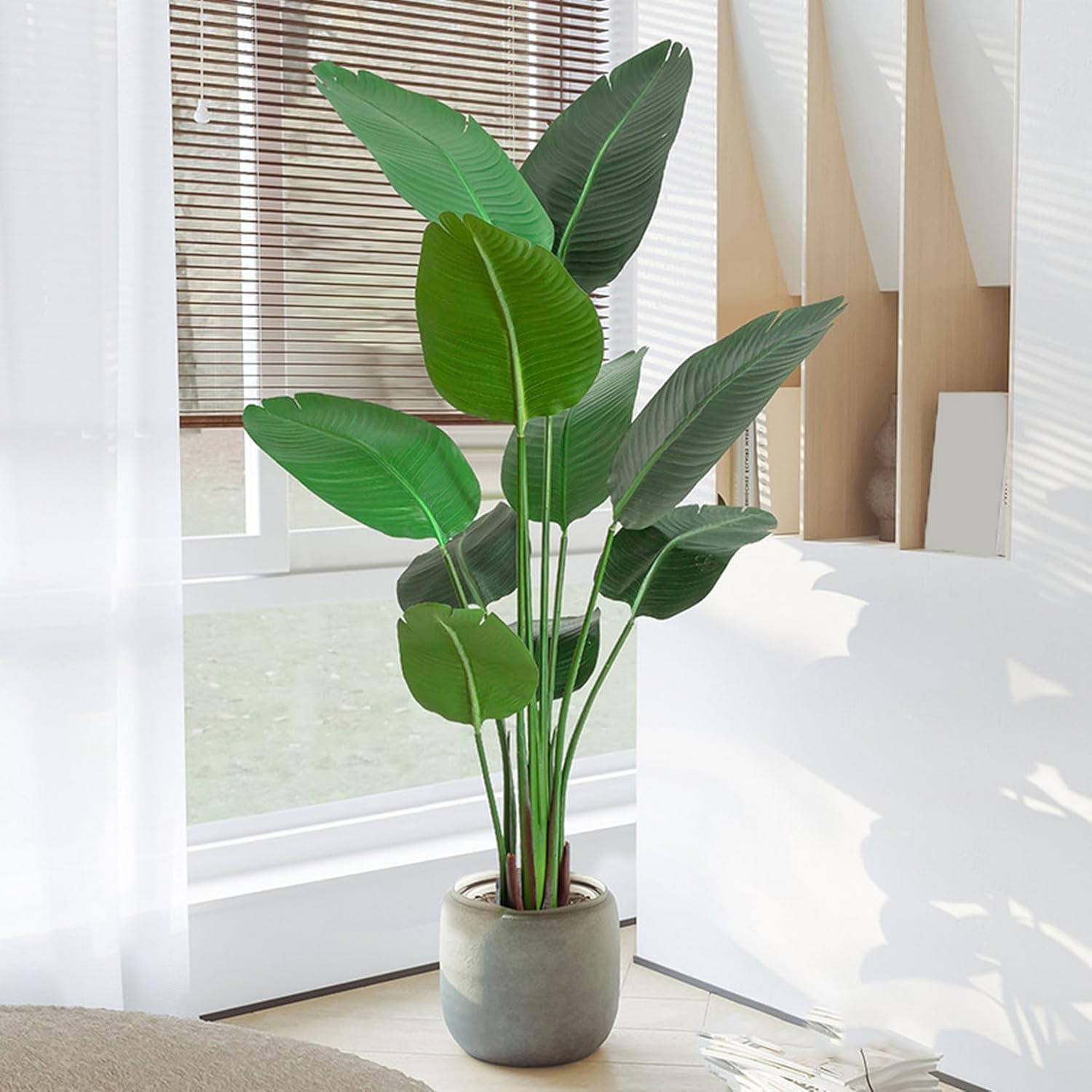 フェイクグリーン 人工観葉植物 旅人の木 鉢植え 造花 インテリア 160cm 大型 ミニ 鉢付き 人工観葉樹 人工植物 シンプル お手入れ簡単 枯れない オフィス 室内 店 卓上 おしゃれ 水やり不|Funny Life 店